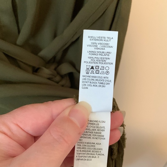 New Lucky Brand Olive Green Chiffon Button Up Maxi Dress Size Large - Picture 8 of 8